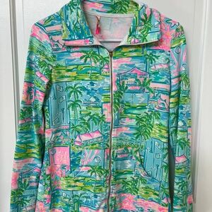 Lilly Pulitzer Colorful Tropical Print Zip-Up Jacket